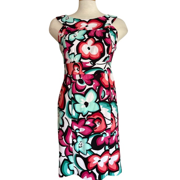 Sangria Petite Vibrant Floral Midi Dress Stretch - Picture 1 of 3